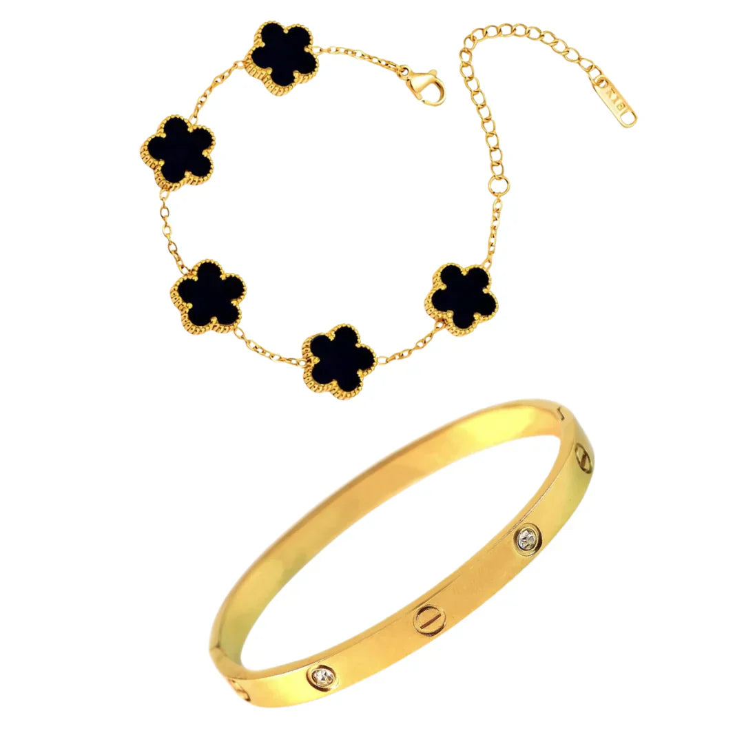 Love C & Black Clover Bracelet Stack Set