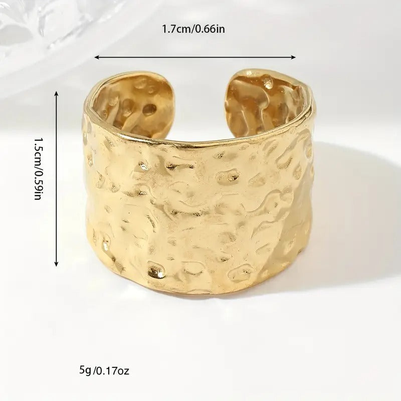 Stainless Steel Leopard Print Adjustable Ring