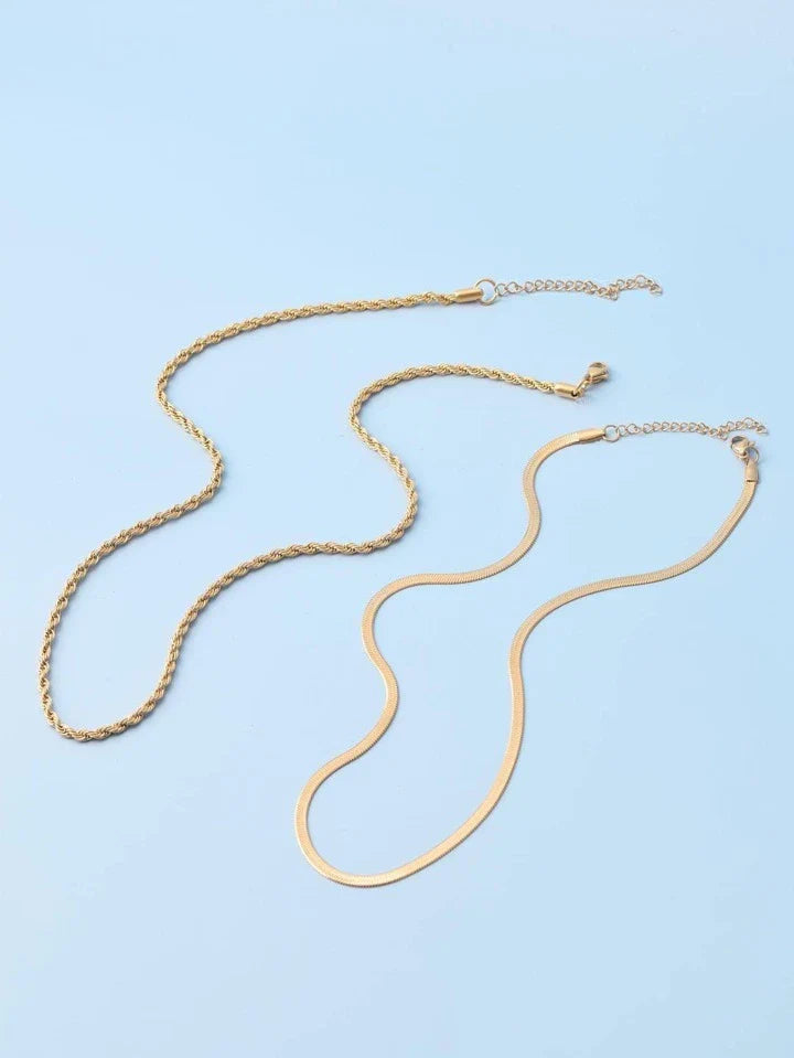 Milas Twisted & Snake Chain Necklace Combo