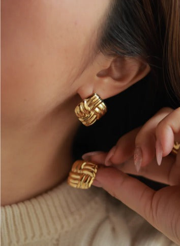 Woven Square Stud Earrings