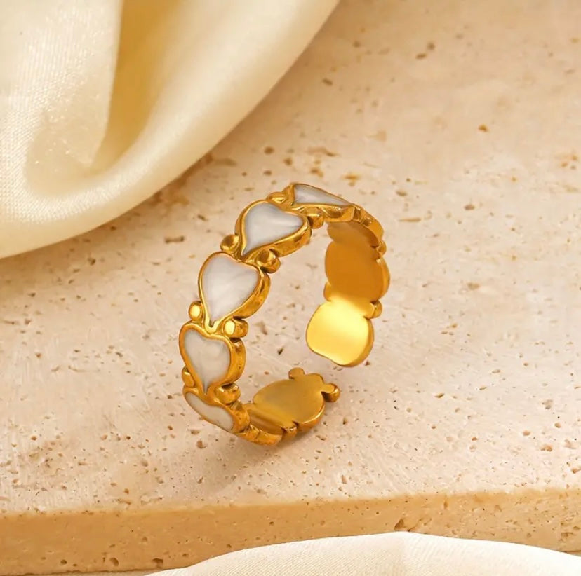 Enamel Heart Adjustable Ring