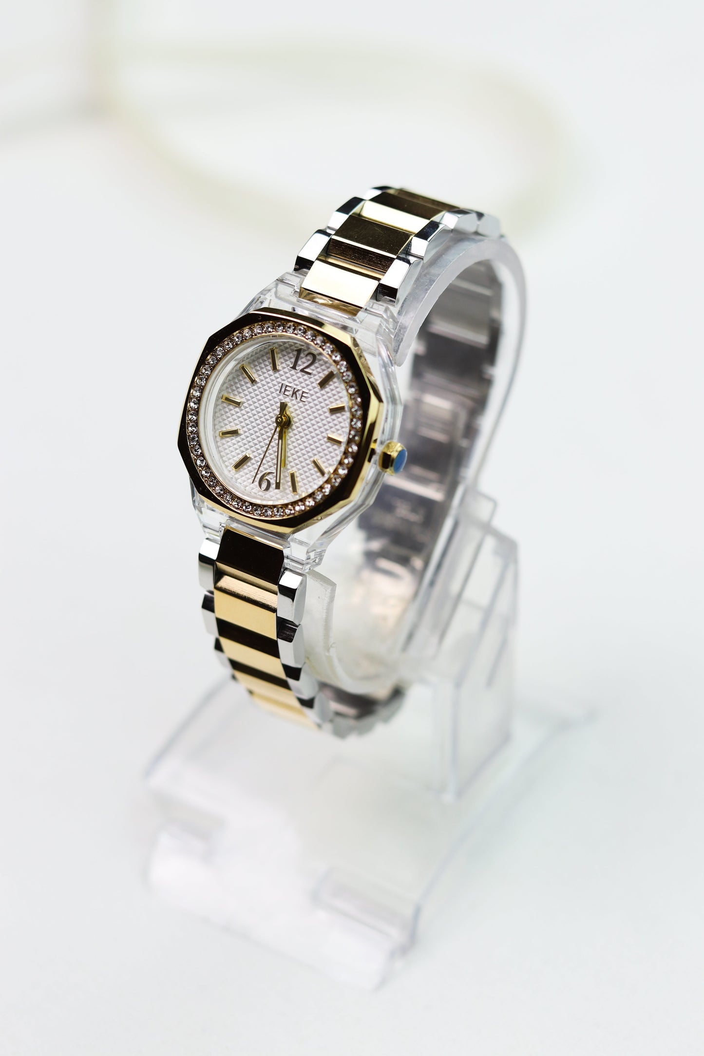 IEKI Hexagon Crystal White Dial Women Watch