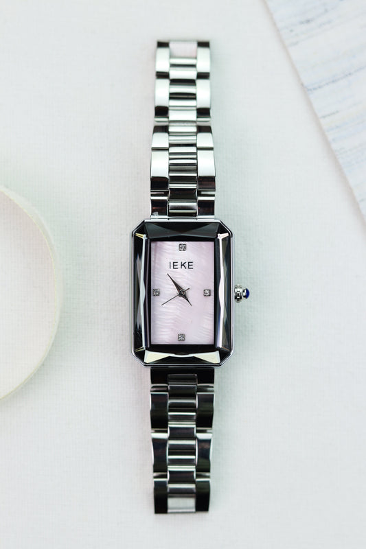 IEKI Rectangular Radiance Silver Women Watch