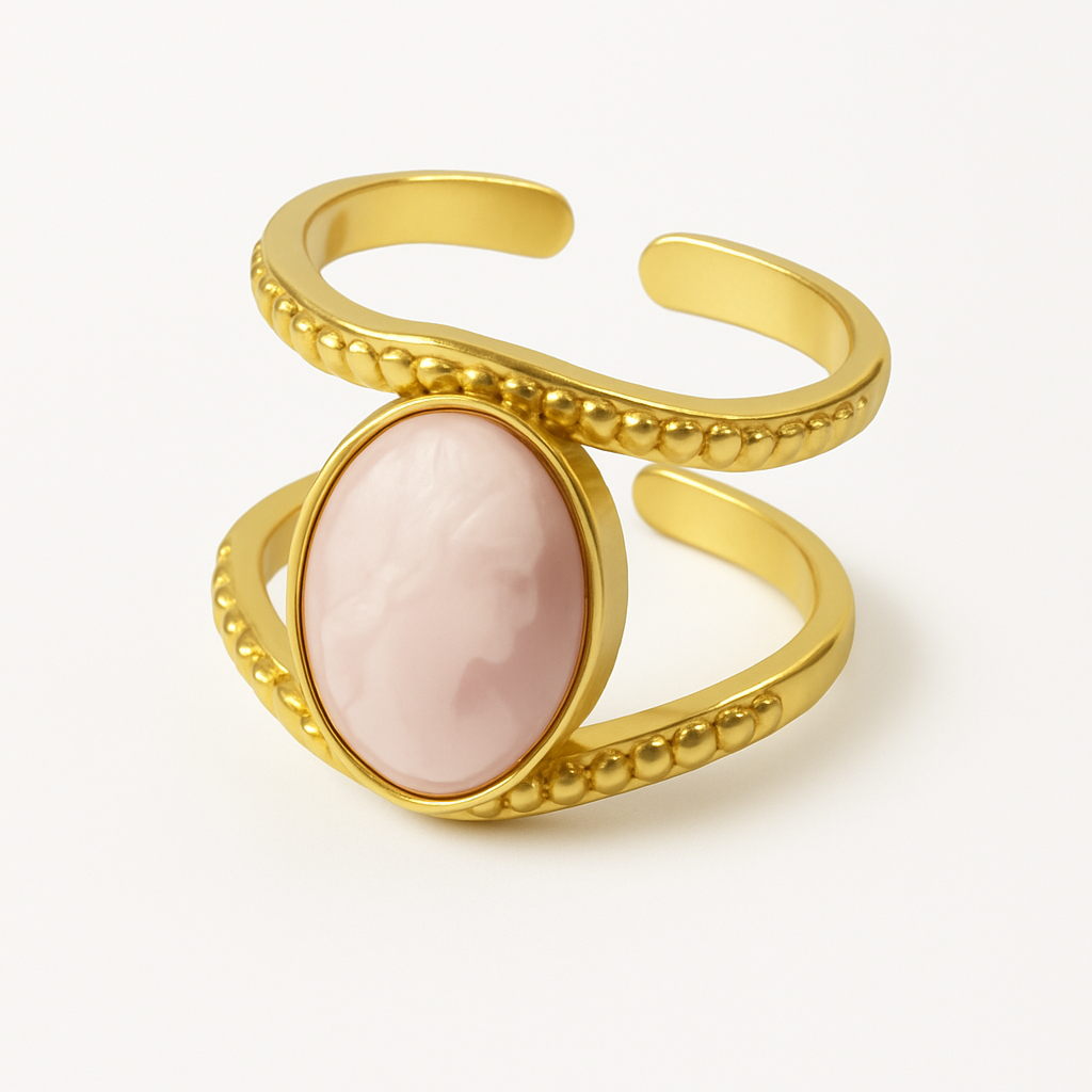 Adjustable Ring with Pink Stone - Dainty & Elegant