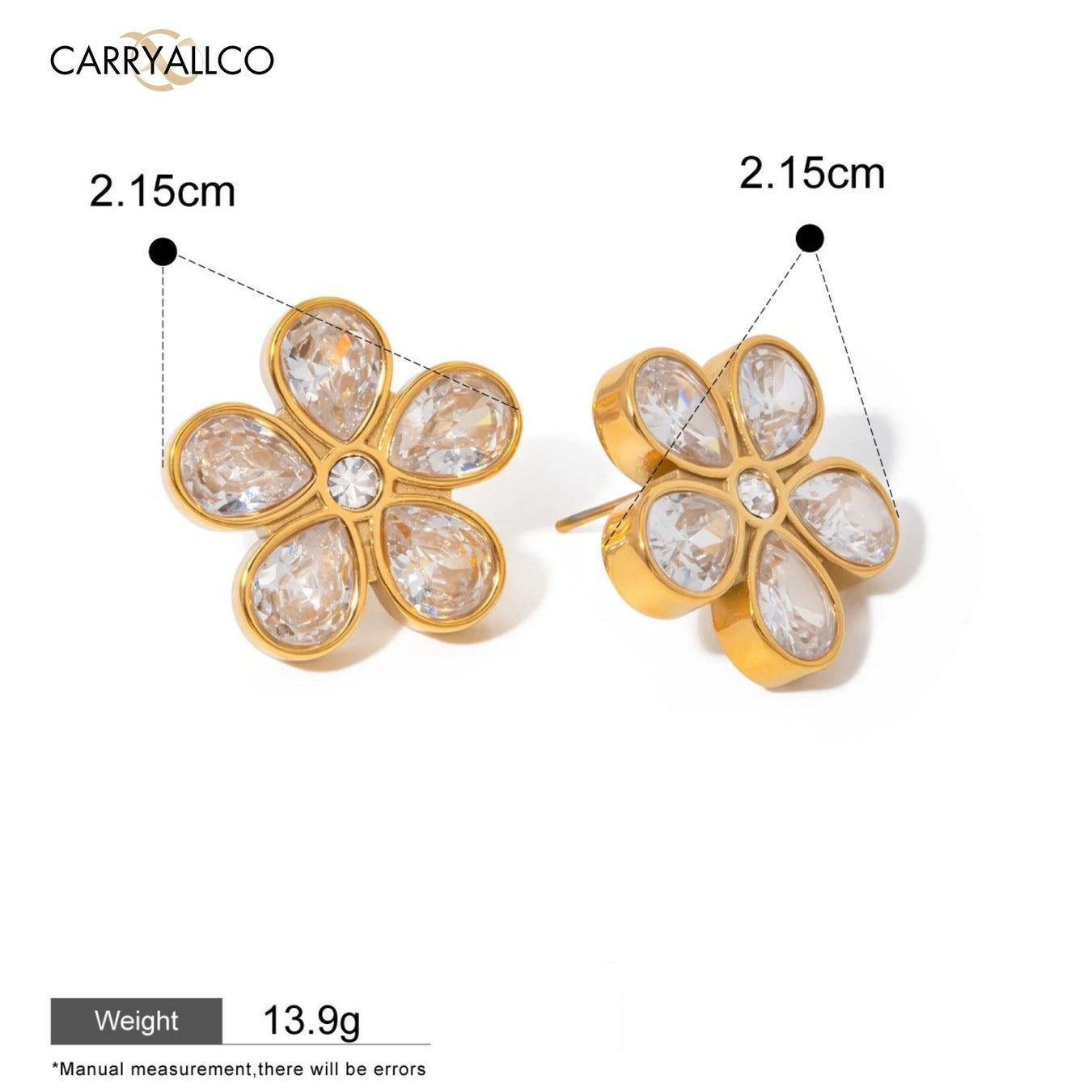 Crystal Stone Flower Stud Earrings