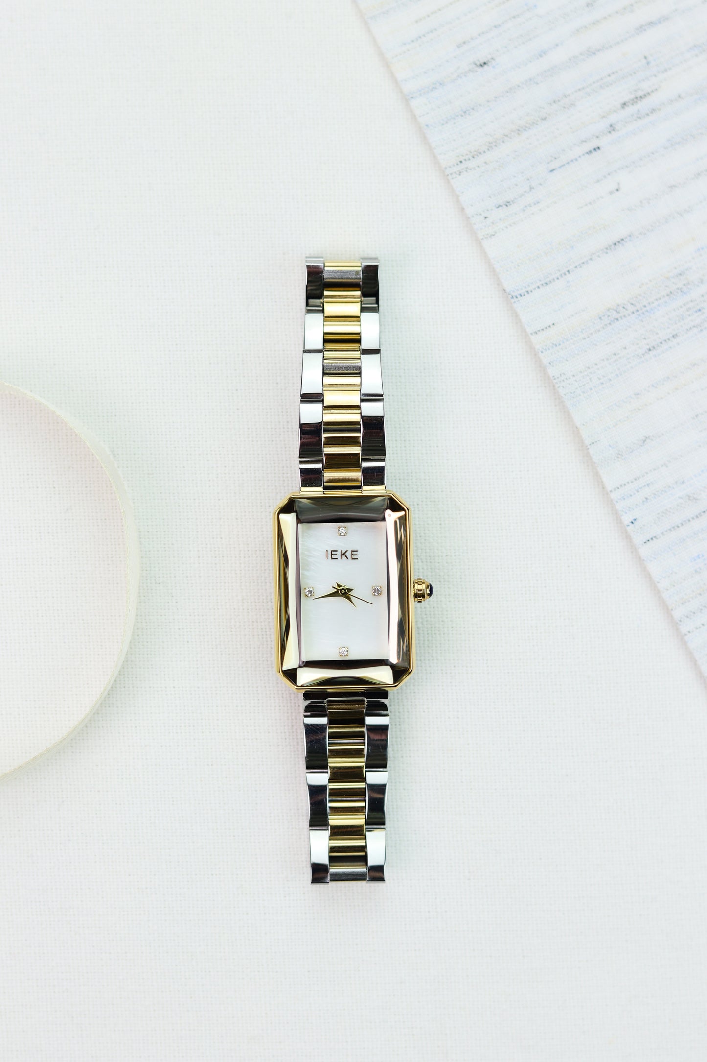 IEKI Stellar Rectangle White Two-Tone Women Watch