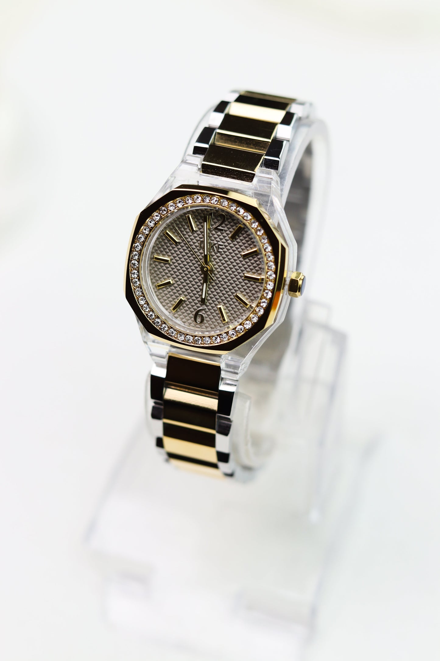 IEKI Hexagon Crystal Textured Dial Women Watch