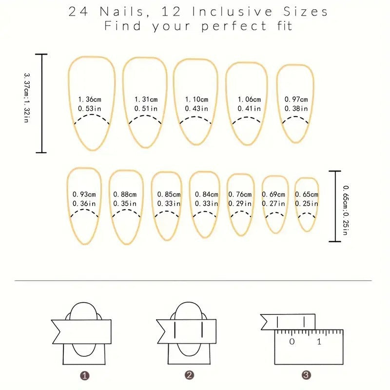 24pcs Cherry French Nails