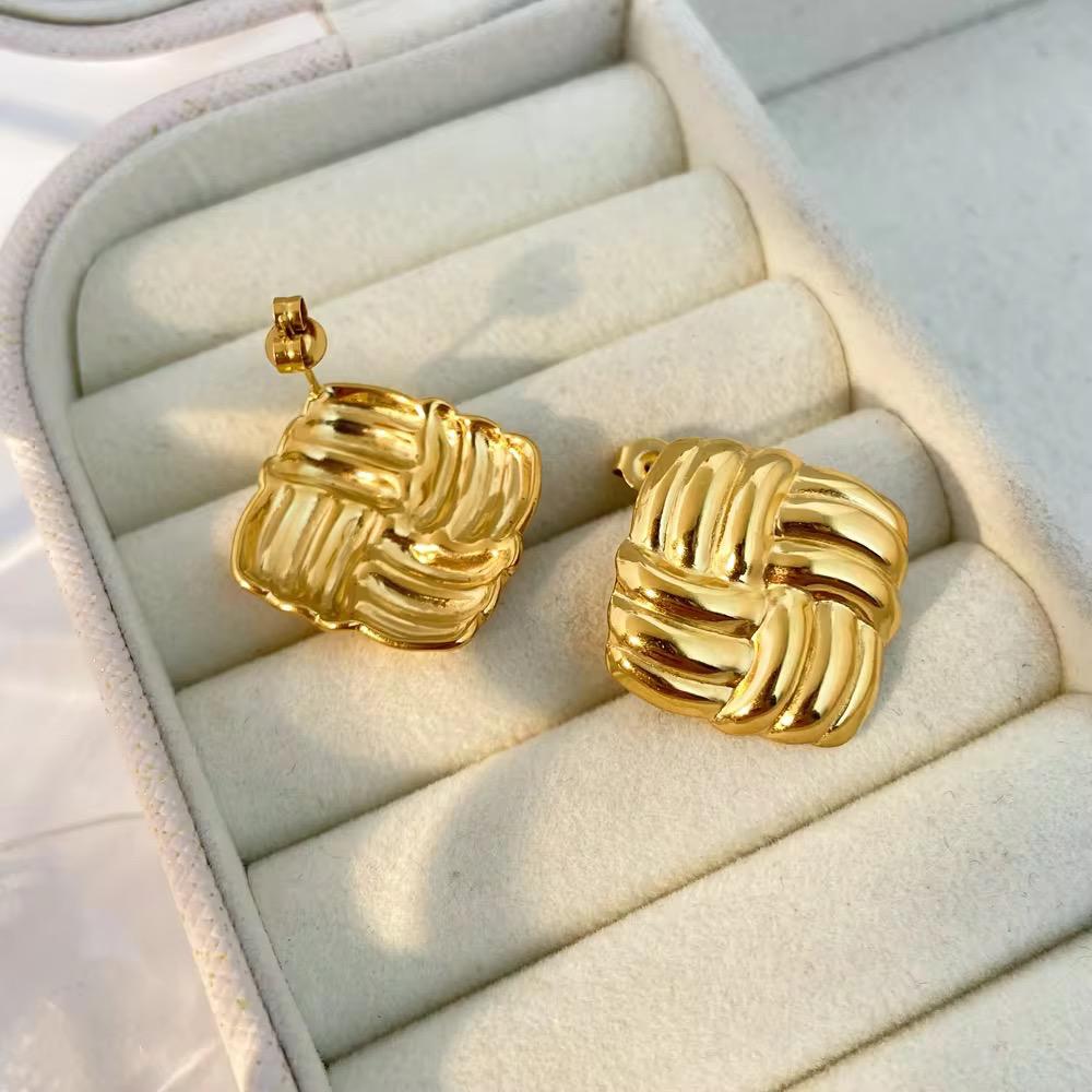 Woven Square Stud Earrings