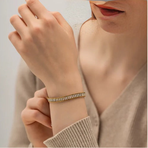 Double Layer White Zircon Bracelet