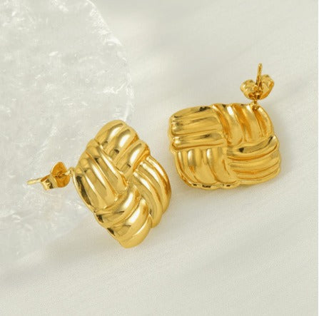 Woven Square Stud Earrings