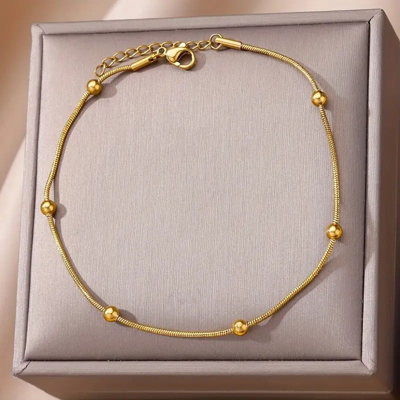 Stainless Steel Bead Decor Anklet