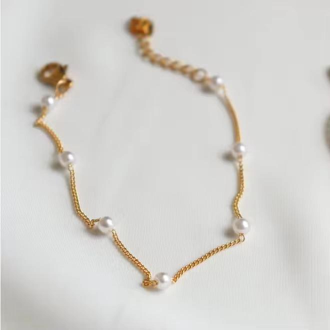 Dainty Adjustable Pearl Chain Anklet