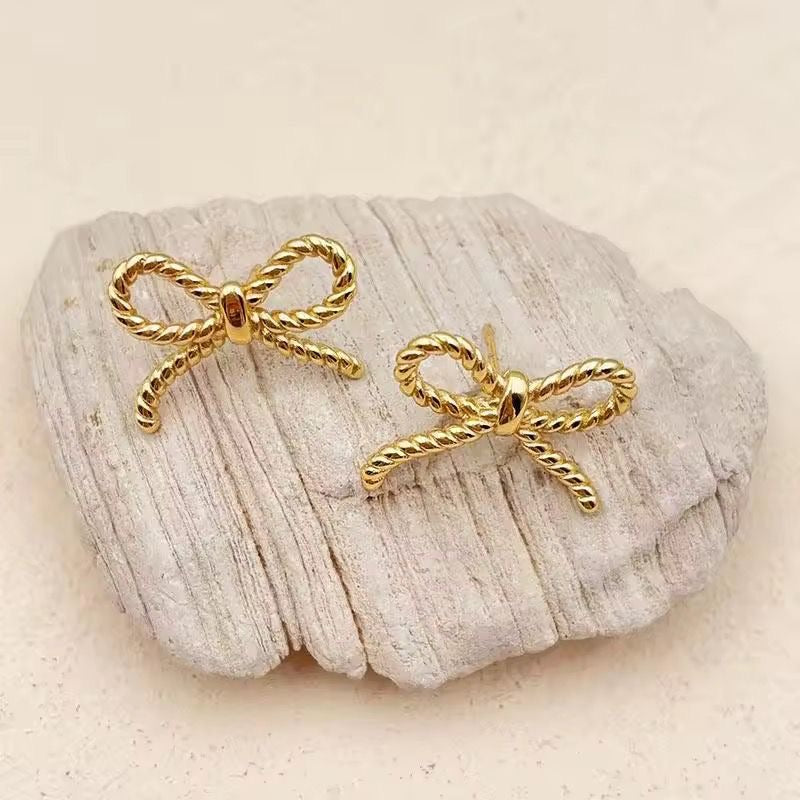 Rope Bow Knot Stud Earrings