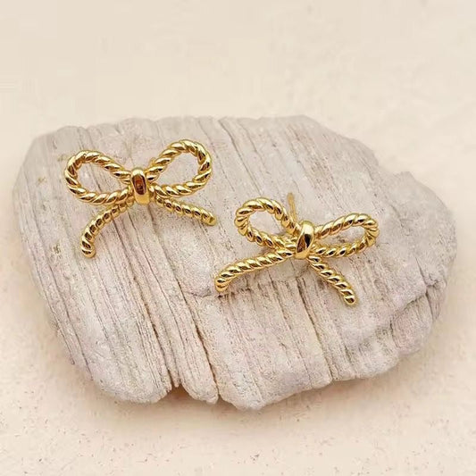 Rope Bow Knot Stud Earrings