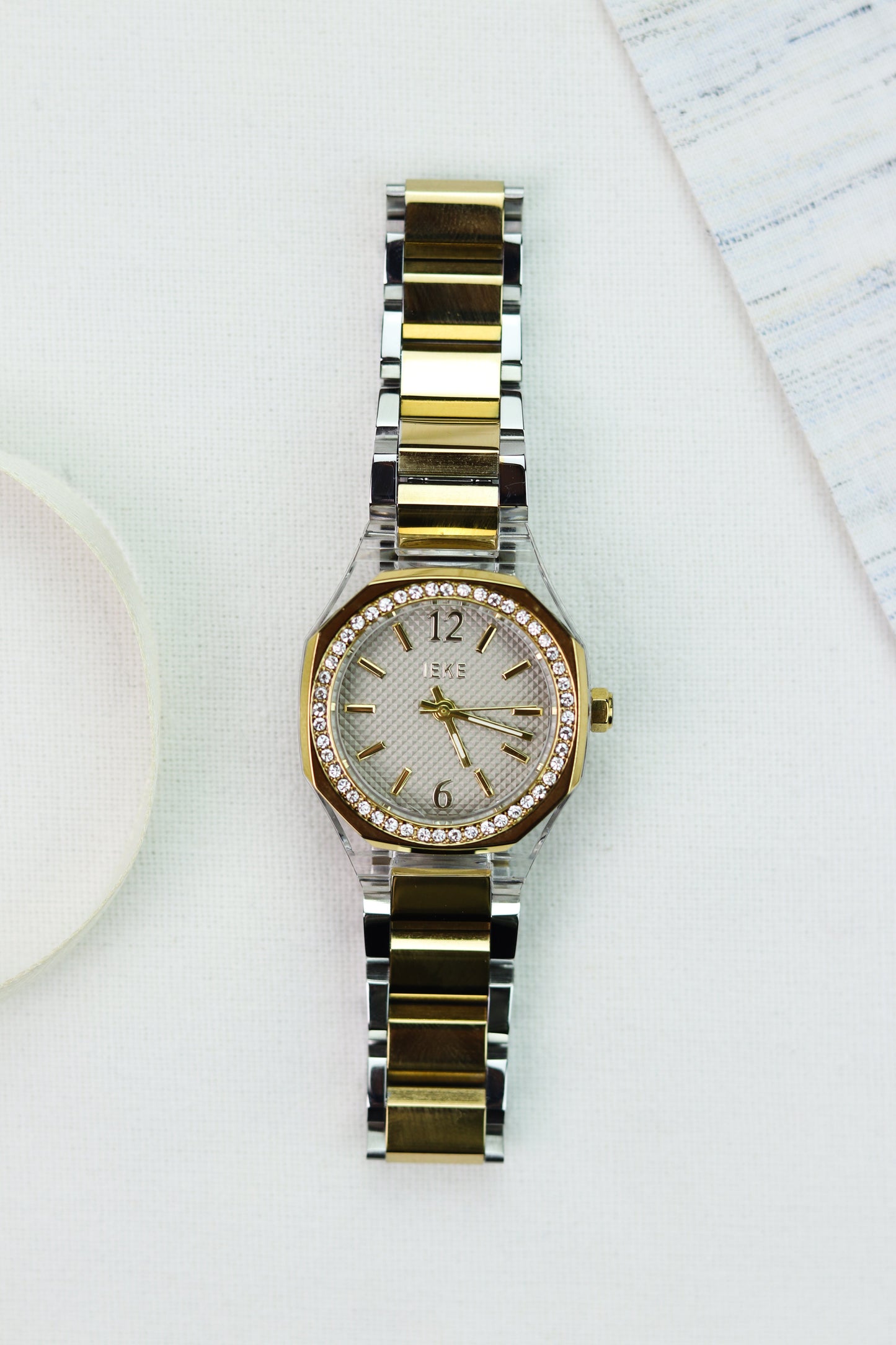 IEKI Hexagon Crystal Textured Dial Women Watch