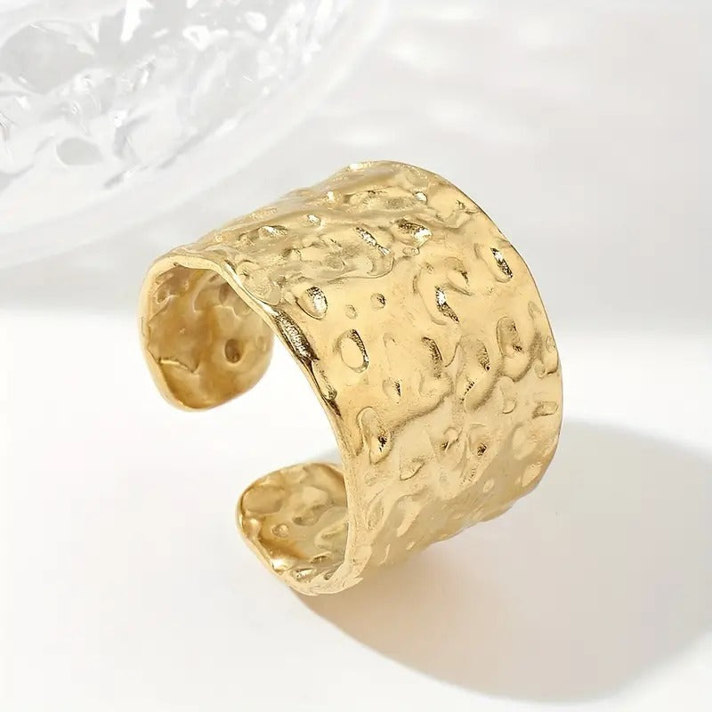 Stainless Steel Leopard Print Adjustable Ring