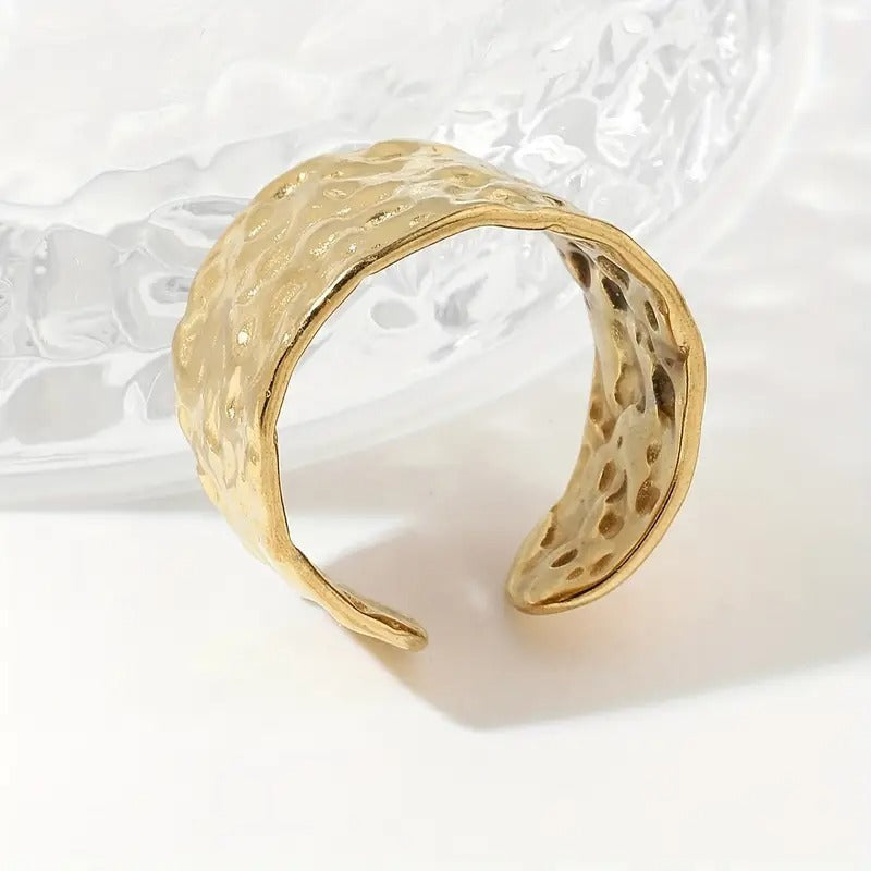 Stainless Steel Leopard Print Adjustable Ring