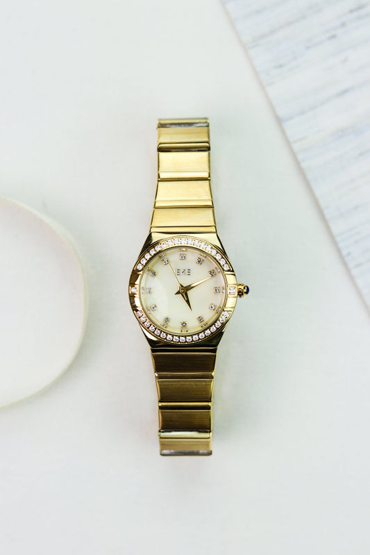 IEKI Crystal Crown Golden Women Watch