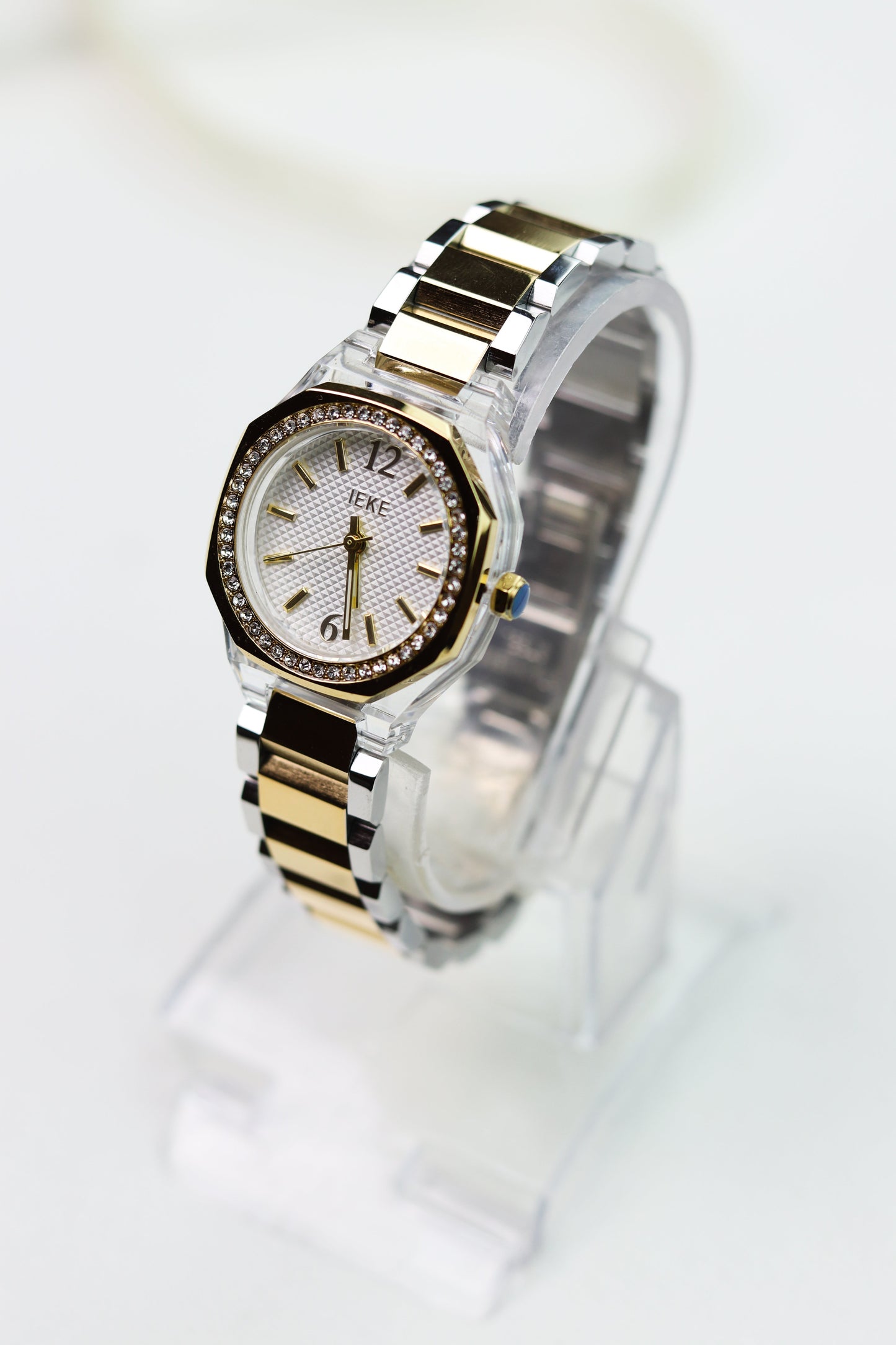 IEKI Hexagon Crystal White Dial Women Watch