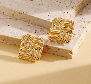 Woven Square Stud Earrings