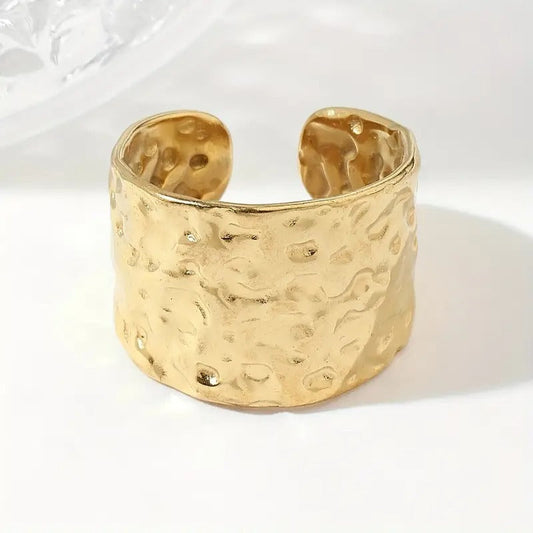 Stainless Steel Leopard Print Adjustable Ring