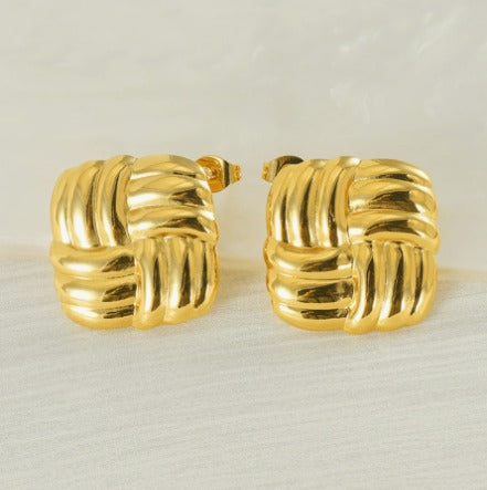 Woven Square Stud Earrings