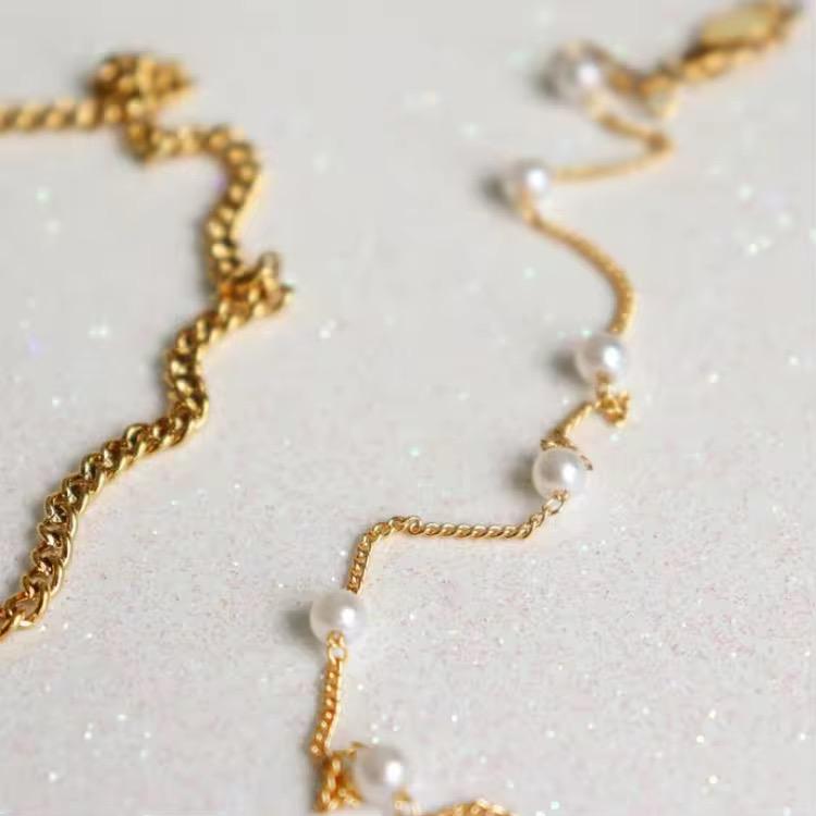 Dainty Adjustable Pearl Chain Anklet