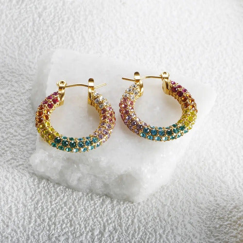 Rainbow Diamond Hoops
