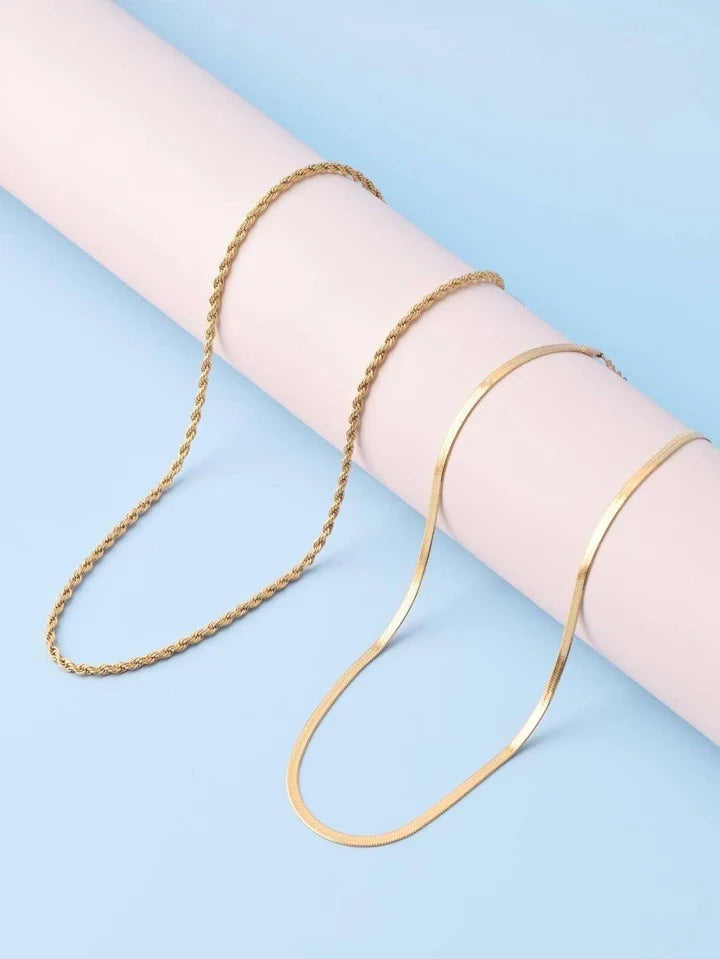 Milas Twisted & Snake Chain Necklace Combo