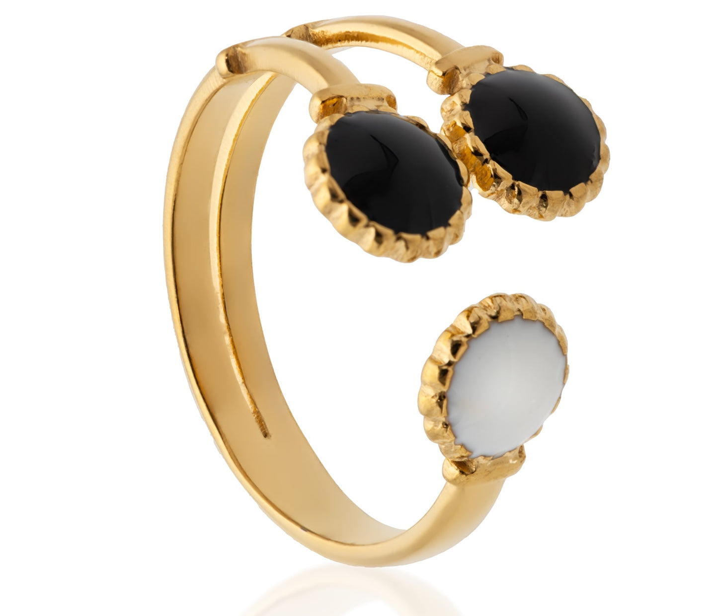 Black & White Dual-Stone Adjustable Ring