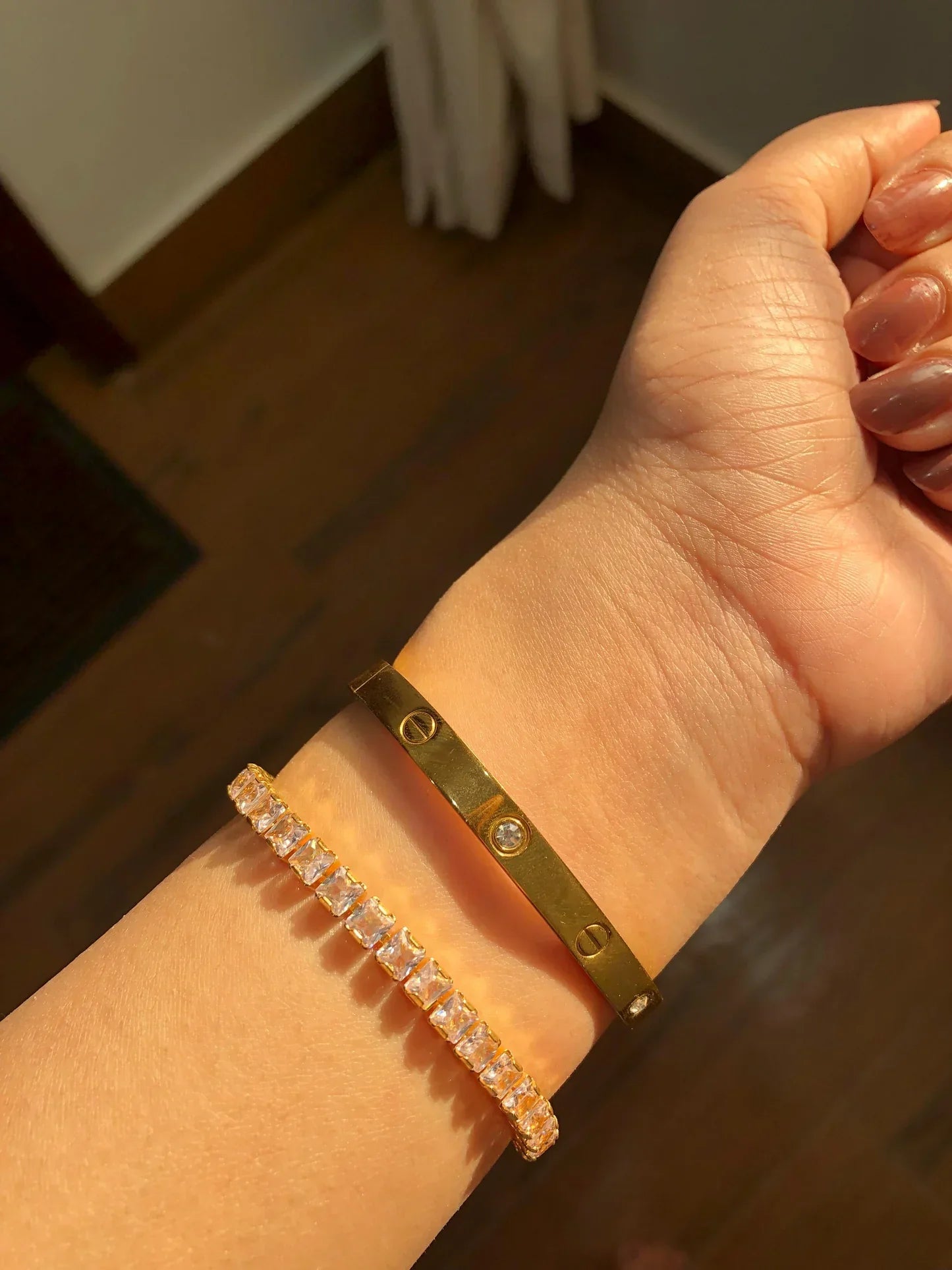 C Love Bangle & Tennis Bracelet Stack Set