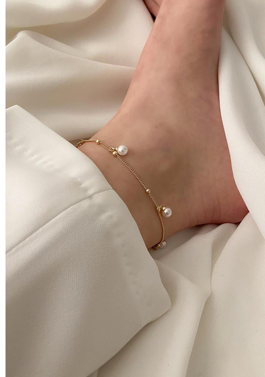 Elegant Pearl & Beaded Anklet