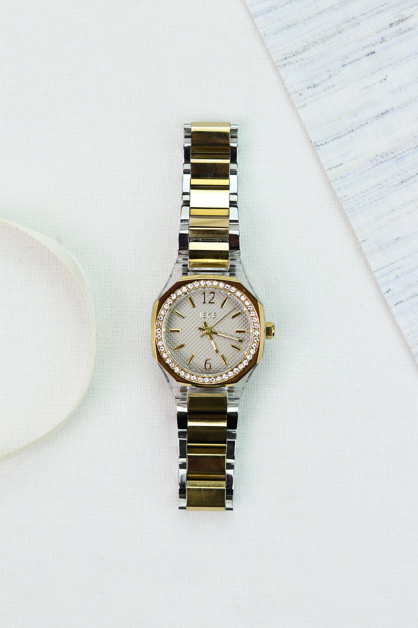 IEKI Hexagon Crystal Textured Dial Women Watch