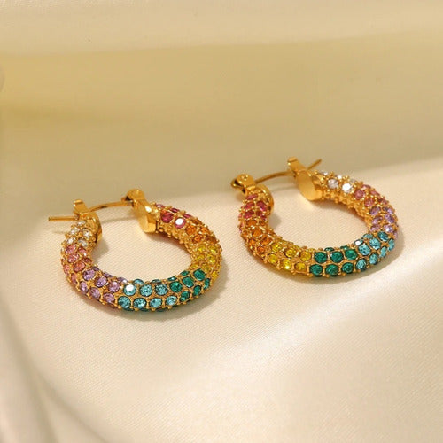 Rainbow Diamond Hoops