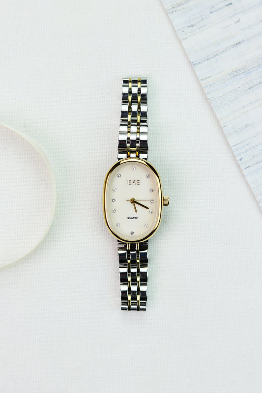 Oval Luxe Pearl Two-Tone Women Watch
