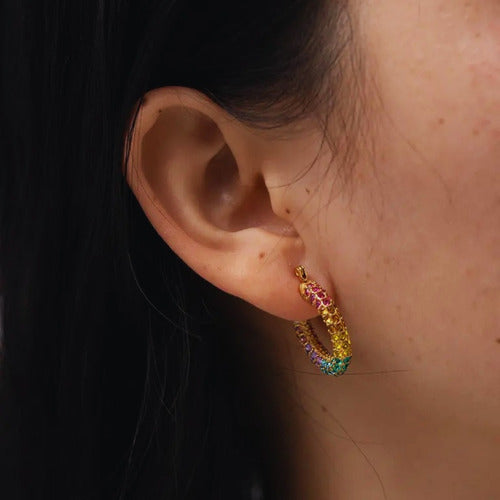 Rainbow Diamond Hoops