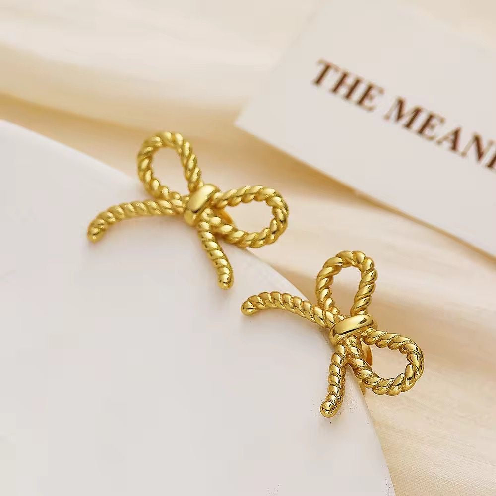 Rope Bow Knot Stud Earrings