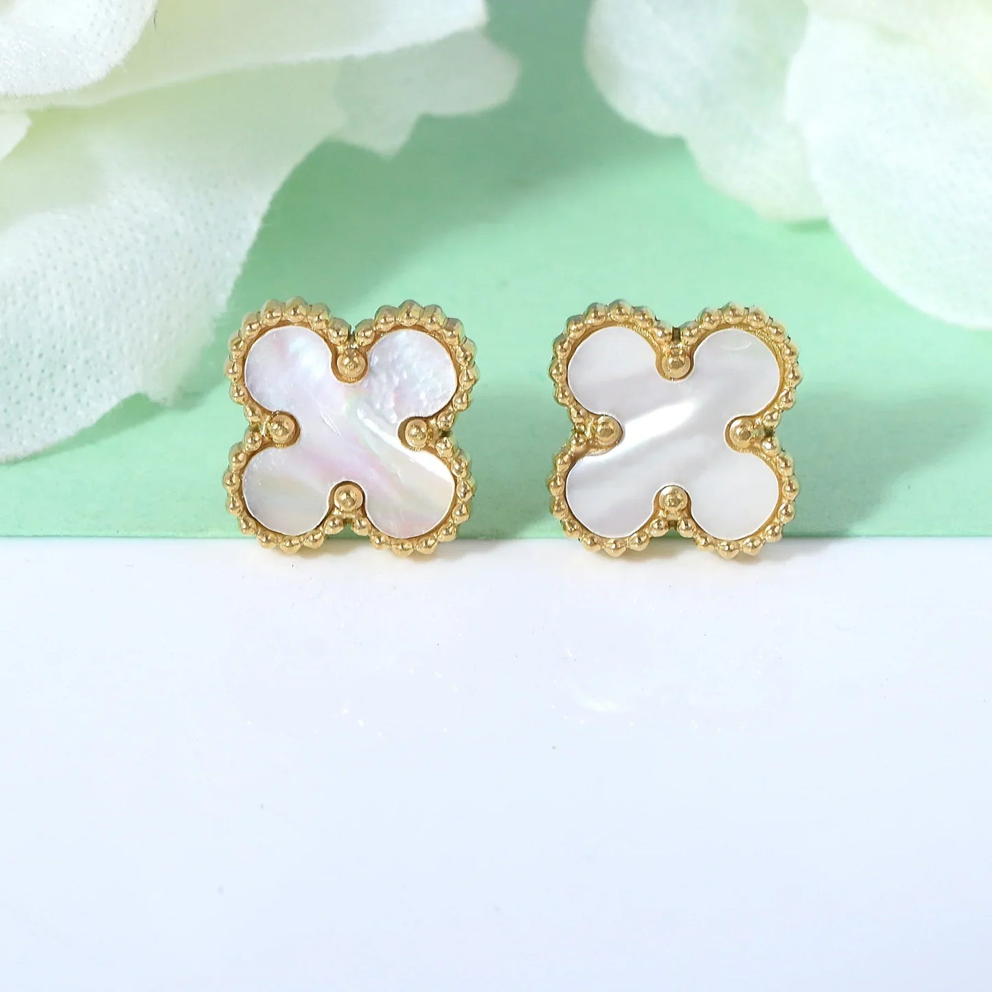 White Flower Earrings