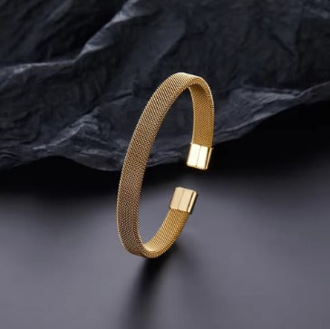 Stainless Steel Elastic Woven Bangle