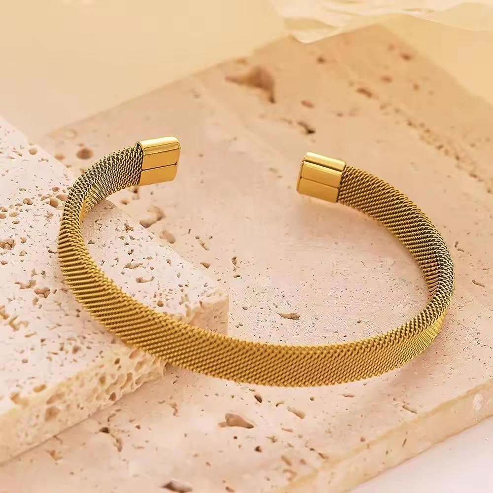 Stainless Steel Elastic Woven Bangle