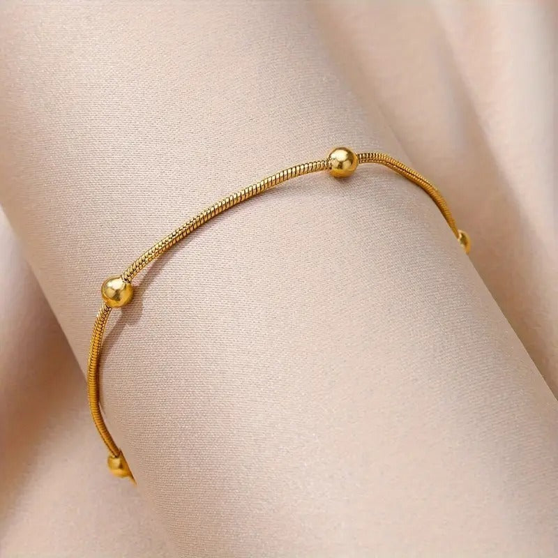 Stainless Steel Bead Decor Anklet