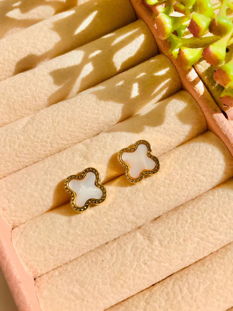 White Flower Earrings