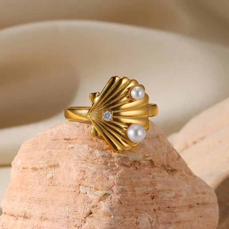 Bohemian Spiral Seashell Adjustable Ring