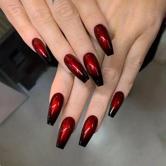 Retro Red Fake Nails
