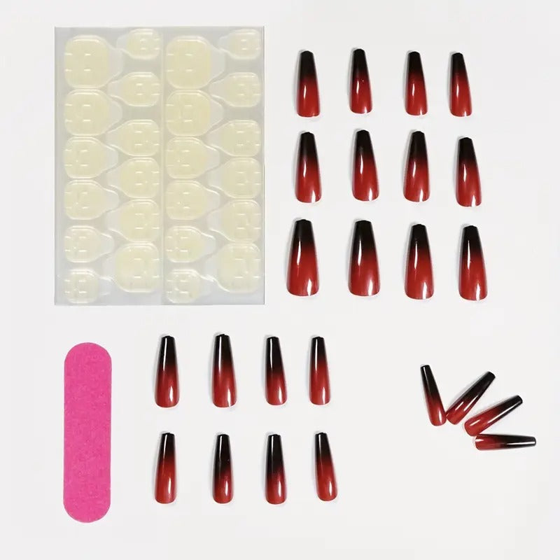 Retro Red Fake Nails