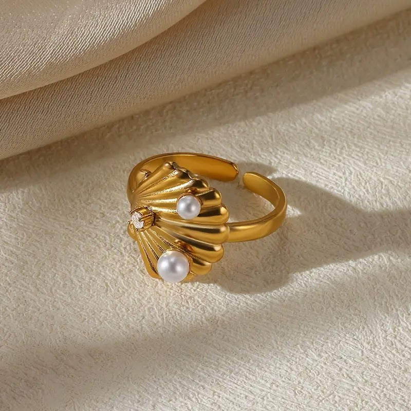 Bohemian Spiral Seashell Adjustable Ring