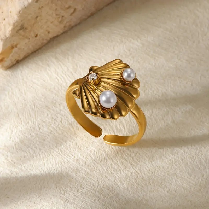 Bohemian Spiral Seashell Adjustable Ring