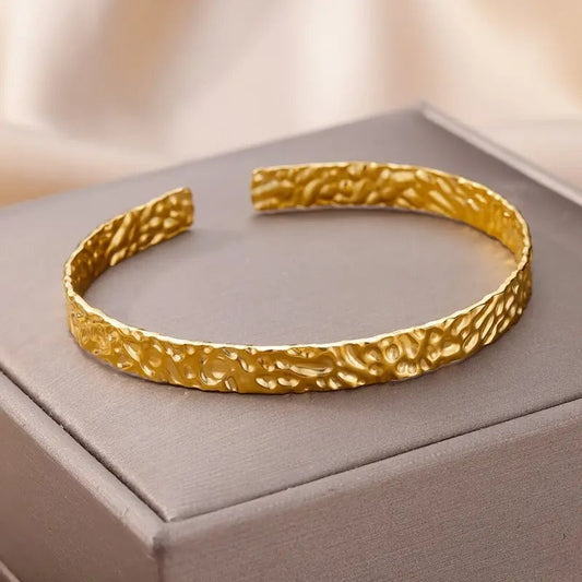 Delicate Hammered Texture Cuff Bracelet
